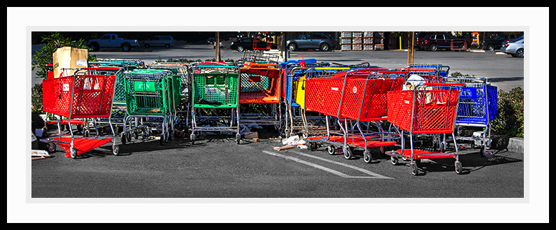 Shopping carts huddled together 